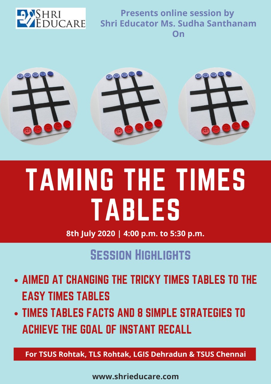 Online session on taming the times tables